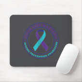 Suicide Prevention Awareness Teal &amp; Purple Rib マウスパッド (マウス)