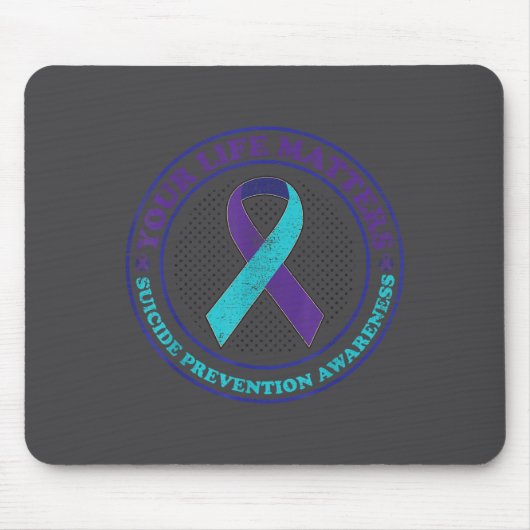 Suicide Prevention Awareness Teal &amp; Purple Rib マウスパッド (正面)
