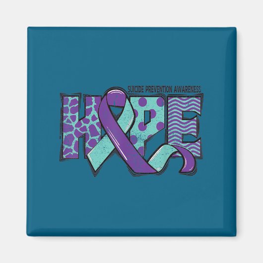 Suicide Prevention Awareness Teal & Purple Rib マグネット (正面)