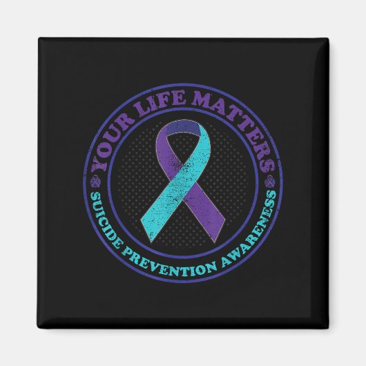 Suicide Prevention Awareness Teal &amp; Purple Rib マグネット (正面)