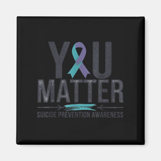 Suicide Prevention Awareness Teal &amp; Purple Rib マグネット (正面)