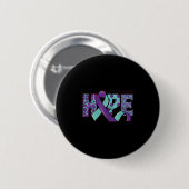 Suicide Prevention Awareness Teal &amp; Purple Rib 缶バッジ (正面&裏面)