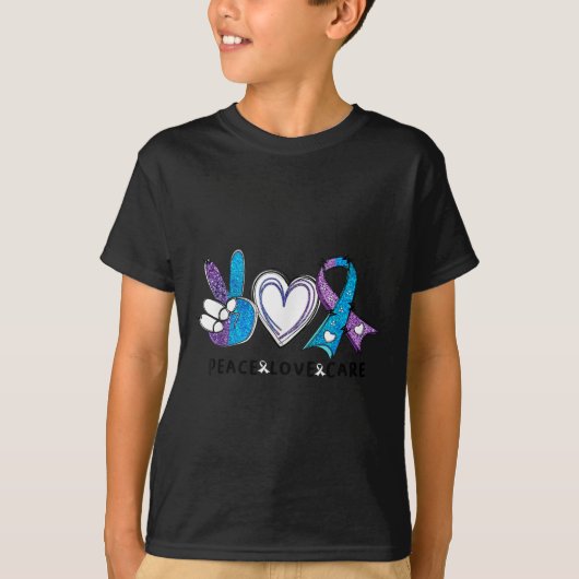 Suicide Prevention Awareness Teal &amp; Purple Rib Tシャツ (正面)