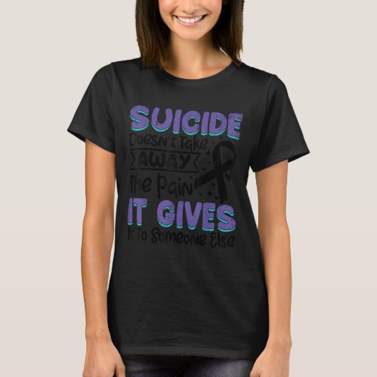 Suicide Prevention Awareness Teal &amp; Purple Rib Tシャツ (正面)