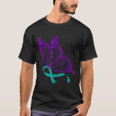 Suicide Prevention Awareness Teal &amp; Purple Rib Tシャツ (正面)