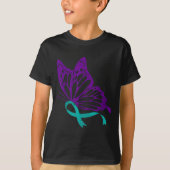 Suicide Prevention Awareness Teal &amp; Purple Rib Tシャツ (正面)