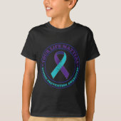 Suicide Prevention Awareness Teal &amp; Purple Rib Tシャツ (正面)