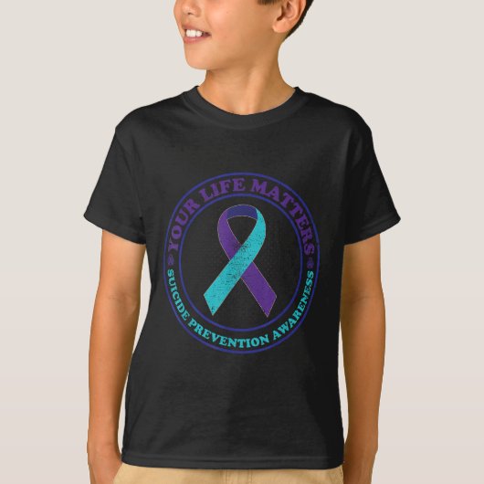 Suicide Prevention Awareness Teal & Purple Rib Tシャツ (正面)