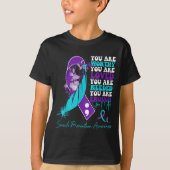Suicide Prevention Awareness Teal Purple Ribbon Su Tシャツ (正面)