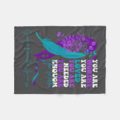 Suicide Prevention Awareness Teal Purple Ribbon Yo フリースブランケット (正面(横))