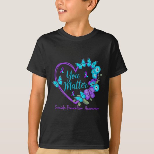 Suicide Prevention Awareness Teal Purple Ribbons Y Tシャツ (正面)