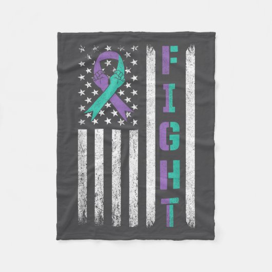 Suicide Prevention Awareness Teal Purple Usa Flag  フリースブランケット (正面)