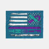 Suicide Prevention Awareness Usa American Flag Rib フリースブランケット (正面(横))