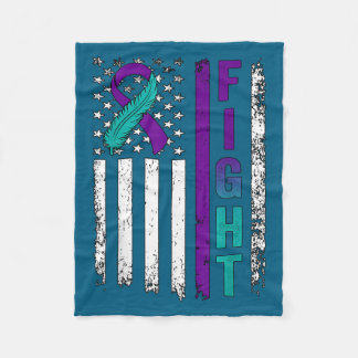 Suicide Prevention Awareness Usa American Flag Rib フリースブランケット