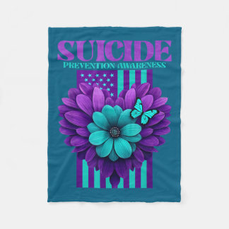 Suicide Prevention Awareness Usa Flag  フリースブランケット