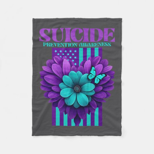 Suicide Prevention Awareness Usa Flag Premium  フリースブランケット (正面)