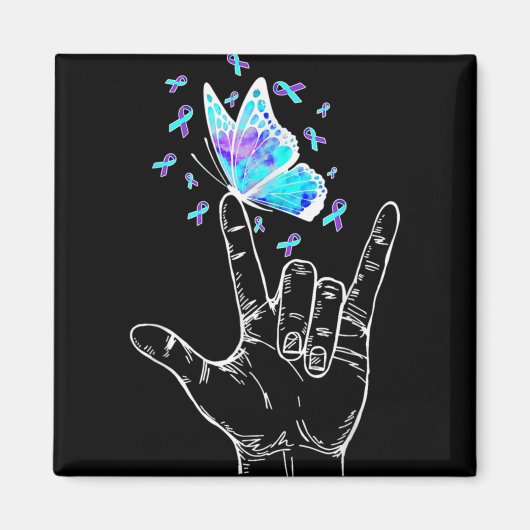 Suicide Prevention Awareness Week Butterfly Love H マグネット (正面)