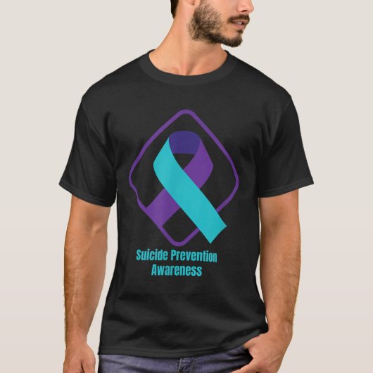 Suicide Prevention Awareness - With Teal &amp; Pur Tシャツ (正面)