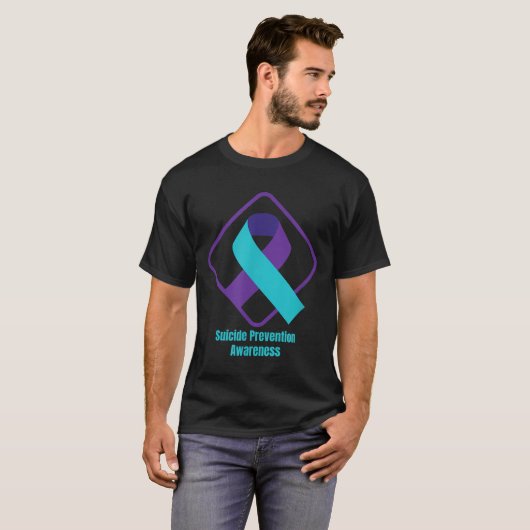 Suicide Prevention Awareness - With Teal &amp; Pur Tシャツ (正面フル)