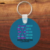 Suicide Prevention Awareness You Are Worthy Loved  キーホルダー (正面)