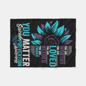 Suicide Prevention Awareness You Are Worthy Loved  フリースブランケット (正面(横))