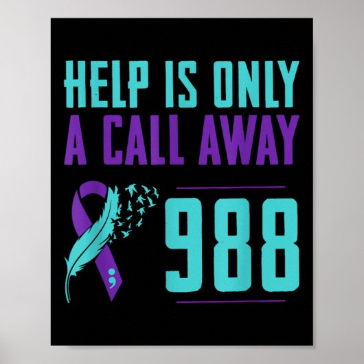 Suicide Prevention Lifeline 988 Help Is Only A Cal ポスター (正面)