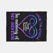 Suicide Prevention Shirt, Teal & Purple In Mem フリースブランケット (正面(横))