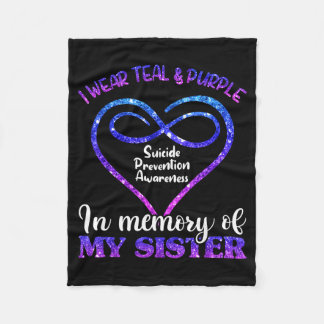 Suicide Prevention Shirt, Teal &amp; Purple In Mem フリースブランケット