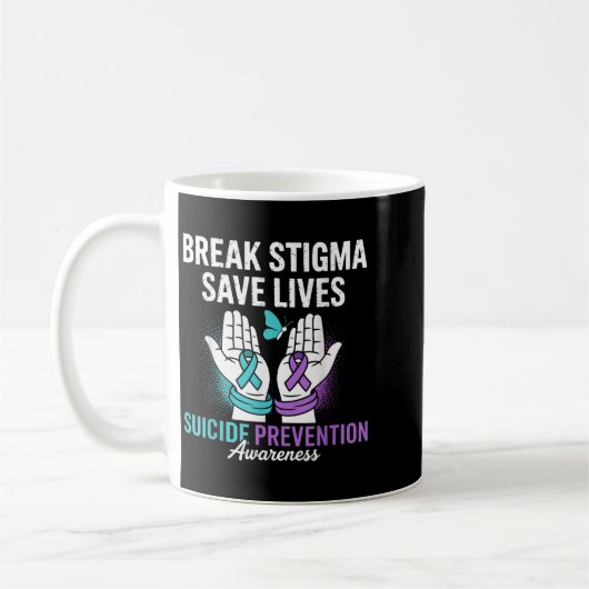 Suicide Prevention Suprt Break Stigma Suicide Awar コーヒーマグカップ (左)