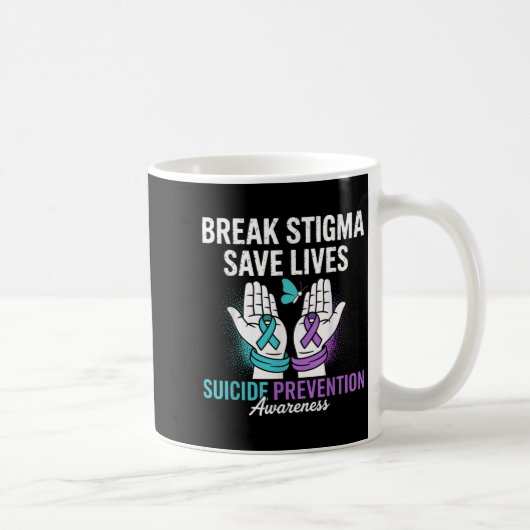 Suicide Prevention Suprt Break Stigma Suicide Awar コーヒーマグカップ (右)