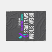 Suicide Prevention Suprt Break Stigma Suicide Awar フリースブランケット (正面(横))