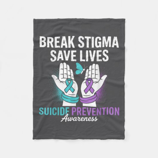 Suicide Prevention Suprt Break Stigma Suicide Awar フリースブランケット (正面)