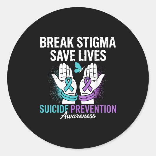 Suicide Prevention Suprt Break Stigma Suicide Awar ラウンドシール (正面)