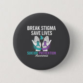 Suicide Prevention Suprt Break Stigma Suicide Awar 缶バッジ (正面)