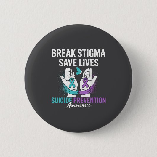 Suicide Prevention Suprt Break Stigma Suicide Awar 缶バッジ (正面)
