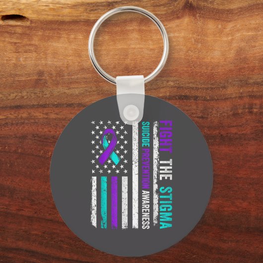 Suicide Prevention Suprt Fight Stigma Suicide Awar キーホルダー (正面)