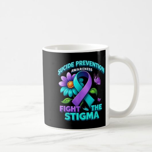 Suicide Prevention Suprt Fight Stigma Suicide Awar コーヒーマグカップ (右)