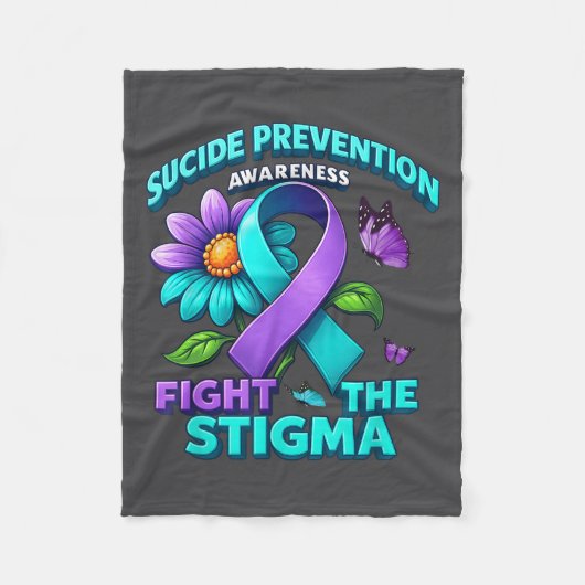 Suicide Prevention Suprt Fight Stigma Suicide Awar フリースブランケット (正面)
