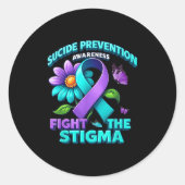 Suicide Prevention Suprt Fight Stigma Suicide Awar ラウンドシール (正面)