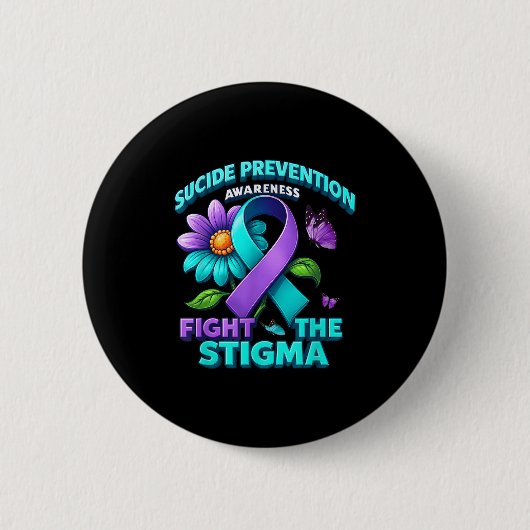 Suicide Prevention Suprt Fight Stigma Suicide Awar 缶バッジ (正面)