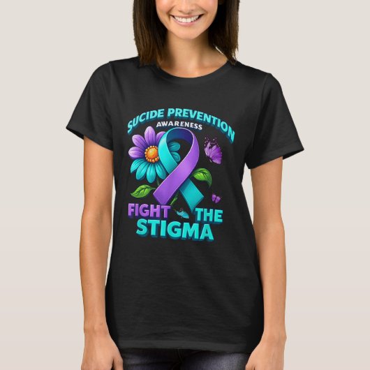 Suicide Prevention Suprt Fight Stigma Suicide Awar Tシャツ (正面)