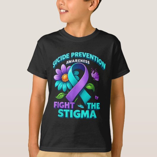 Suicide Prevention Suprt Fight Stigma Suicide Awar Tシャツ (正面)
