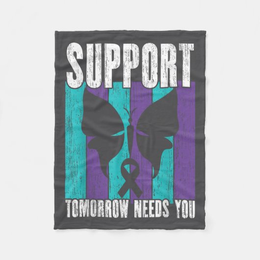 Suicide Prevention Suprt Tomorrow _ I For Suprters フリースブランケット (正面)