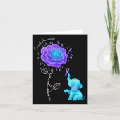 Suicide Prevention Teal Purple Flower Elephant Rib カード (正面)