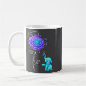 Suicide Prevention Teal Purple Flower Elephant Rib コーヒーマグカップ (左)