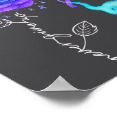 Suicide Prevention Teal Purple Flower Elephant Rib ポスター (角)