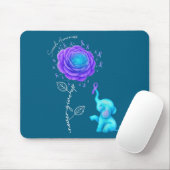 Suicide Prevention Teal Purple Flower Elephant Rib マウスパッド (マウス)