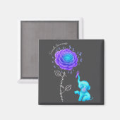Suicide Prevention Teal Purple Flower Elephant Rib マグネット (正面/裏面)