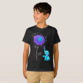 Suicide Prevention Teal Purple Flower Elephant Rib Tシャツ (正面フル)