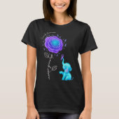 Suicide Prevention Teal Purple Flower Elephant Rib Tシャツ (正面)